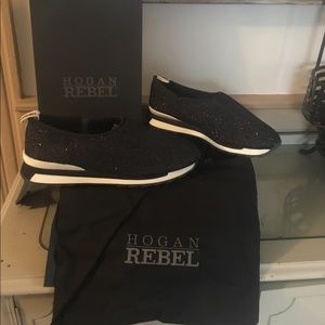 NIB 8.5-9 Hogan Rebel(Tod’s) black slip on sneakers